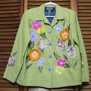 Indigo Moon Vintage Appliqué Blazer/ Jacket Size M